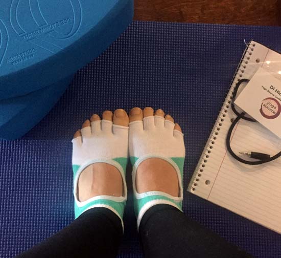 yoga socks on a mat