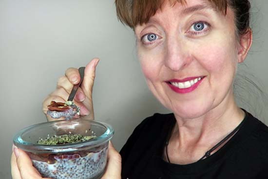 Woman with chia pudding
