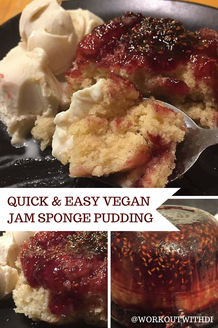vegan easy microwave jam sponge pudding