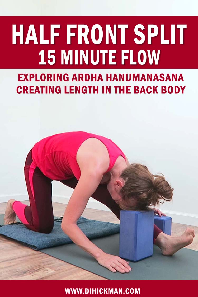 Half front split 15 minute flow. Exploring ardha hanumanasana creating length in the back body