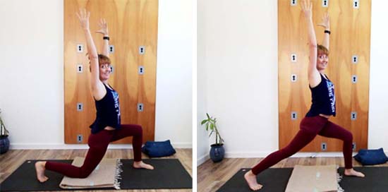low lunge and  high lunge yoga poses