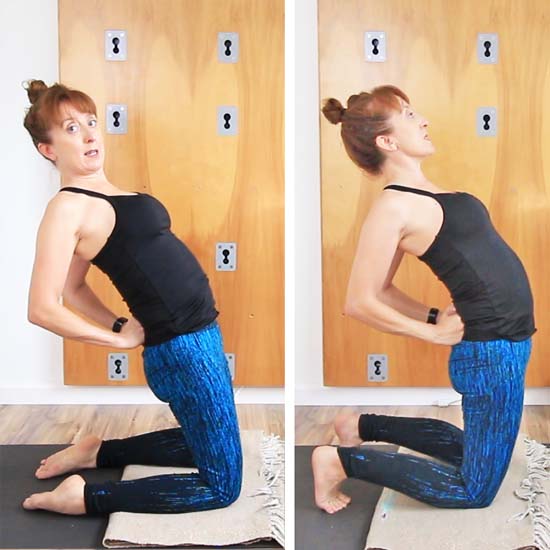 camel pose with hip behind knees, vs hips stacked over knees
