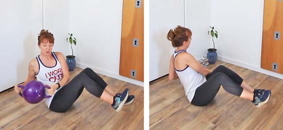 russian twist, seated ab exercise with kamagon