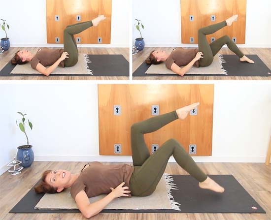 Photo of Core Yoga Workout tabletop single leg drop