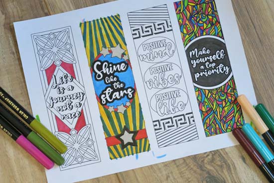 Printable page with 4 bookmarks to color