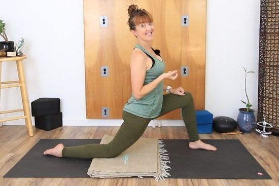 support for knee in low lunge anjaneyasana
