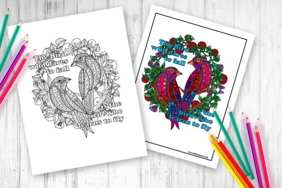 The bird who dares to fall is the bird who learns to fly coloring page 