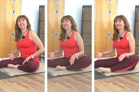 Yoga teacher demonstrating yoga pose foot position