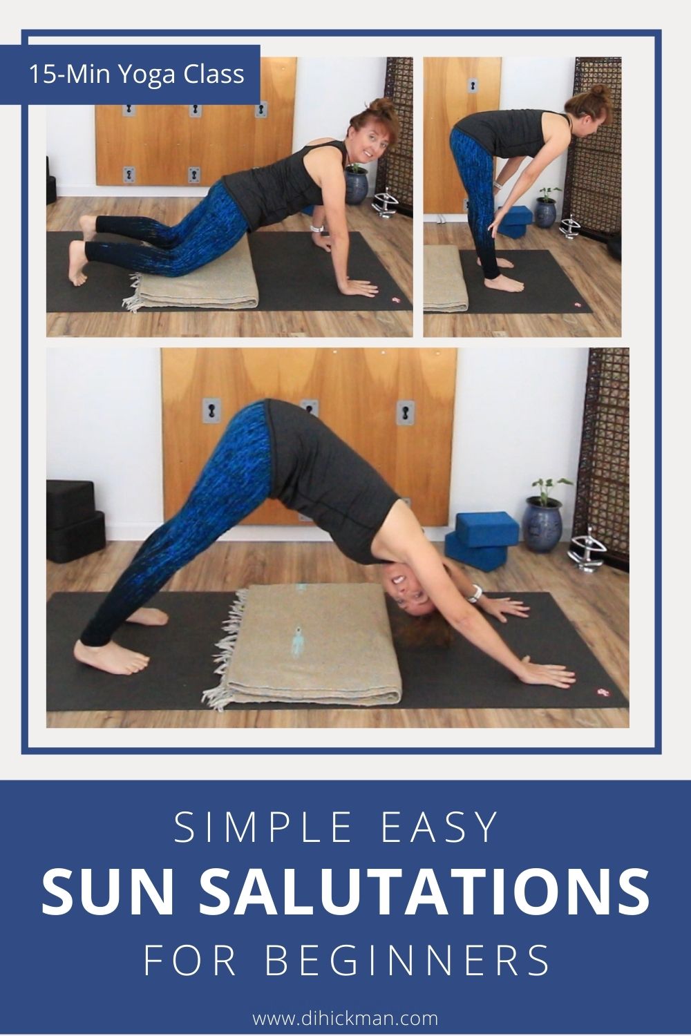 15 min yoga class, Simple easy sun salutations for beginners