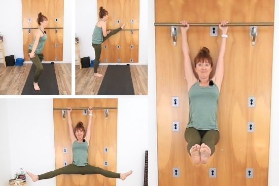 yoga teacher demonstrating barre exercises