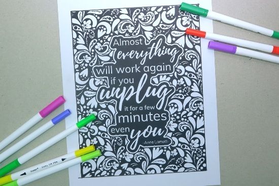 coloring page freshly printed with marker pens